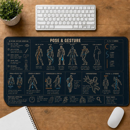 Pose and Gesture Creative Reference Guide Desk Mat | 5To9Vibe