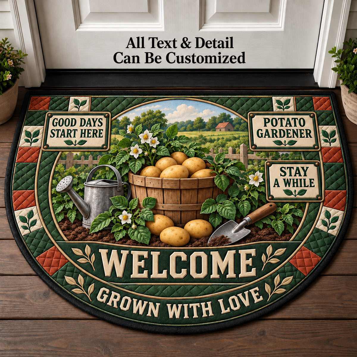 Potato Gardener Personalized Half Round Mat | 5To9Vibe