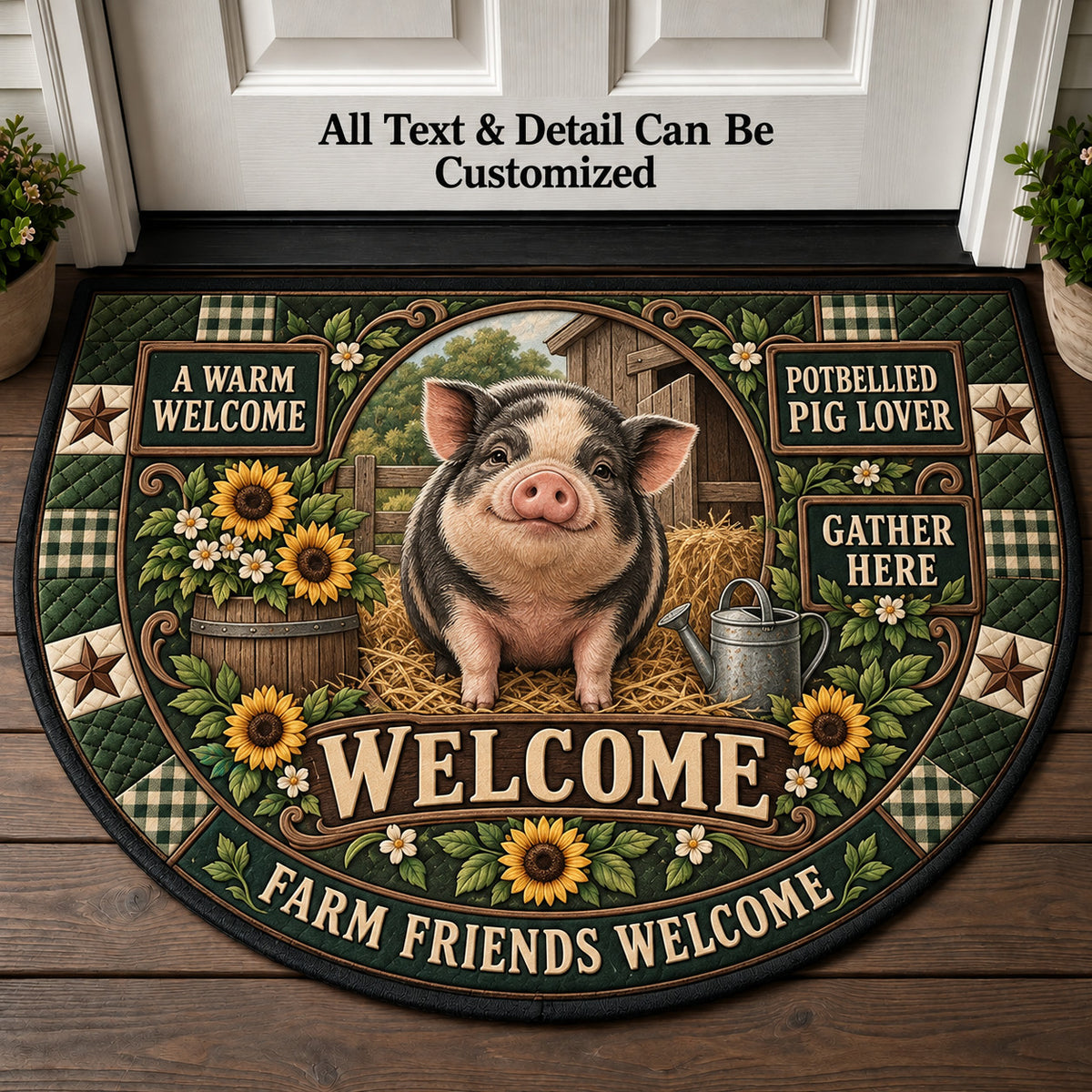 Potbellied Pig Lover Personalized Half Round Mat | 5To9Vibe