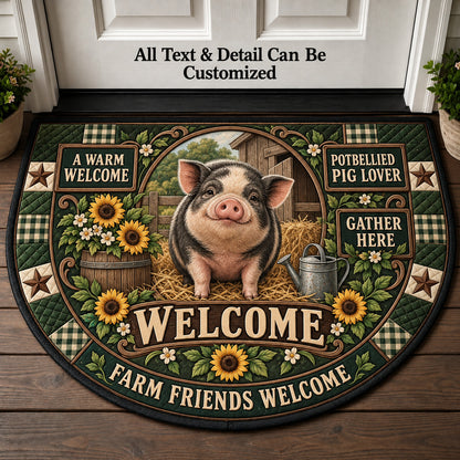 Potbellied Pig Lover Personalized Half Round Mat | 5To9Vibe
