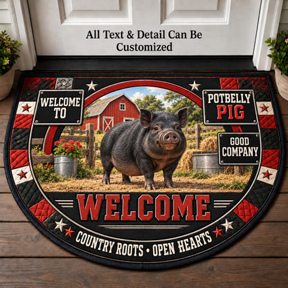 Potbelly Pig Personalized Half Round Mat | 5To9Vibe