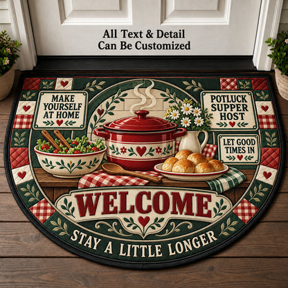 Potluck Supper Host Personalized Half Round Mat | 5To9Vibe