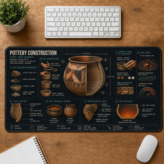 Pottery Construction Cultural Heritage Visual Guide Desk Mat | 5To9Vibe
