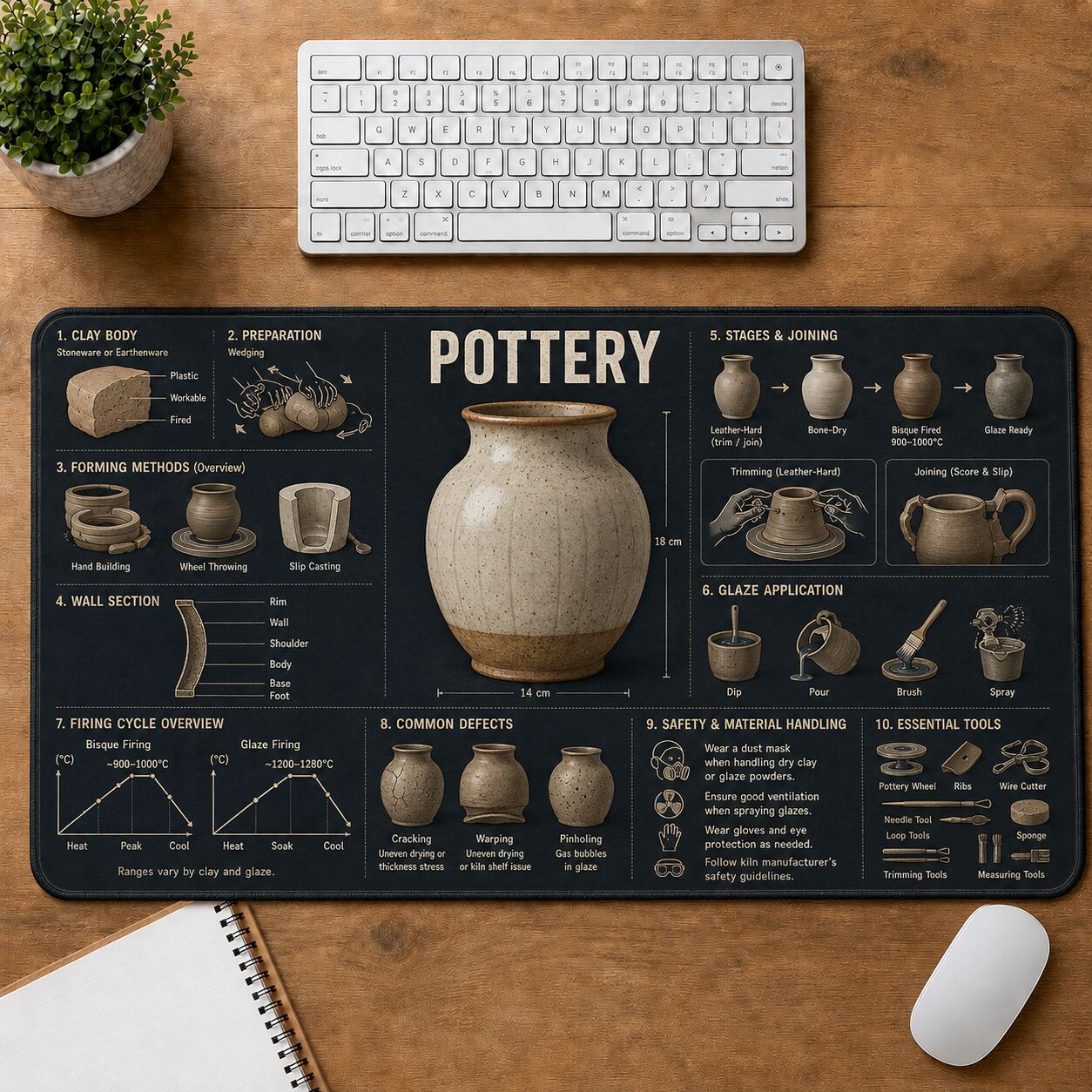 Pottery Creative Reference Guide Desk Mat | 5To9Vibe