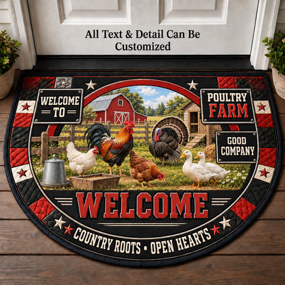 Poultry Farm Personalized Half Round Mat | 5To9Vibe