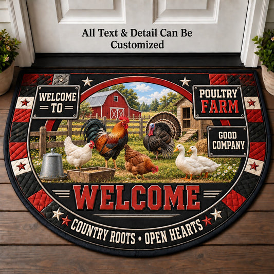 Poultry Farm Personalized Half Round Mat | 5To9Vibe