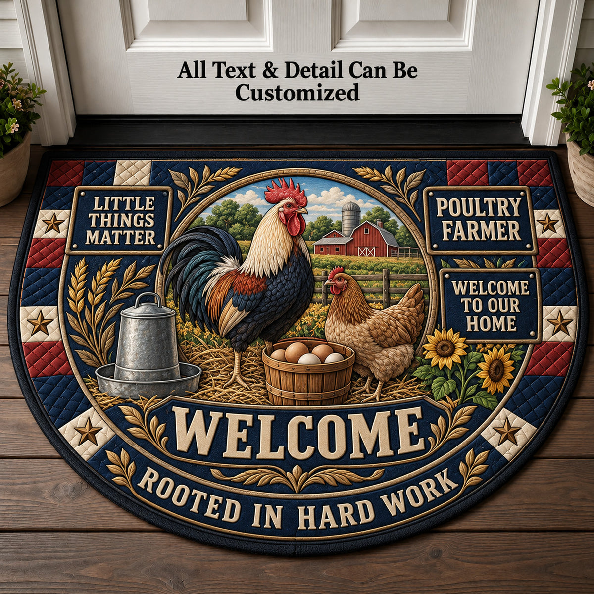 Poultry Farmer Personalized Half Round Mat | 5To9Vibe