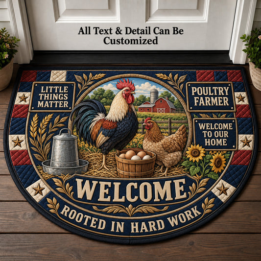 Poultry Farmer Personalized Half Round Mat | 5To9Vibe