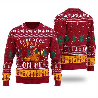 Happy Thanksgiving Pour Gravy On Me Turkey Ugly Sweater For Women