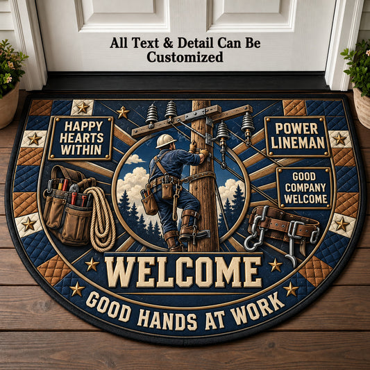 Power Lineman Personalized Half Round Mat | 5To9Vibe