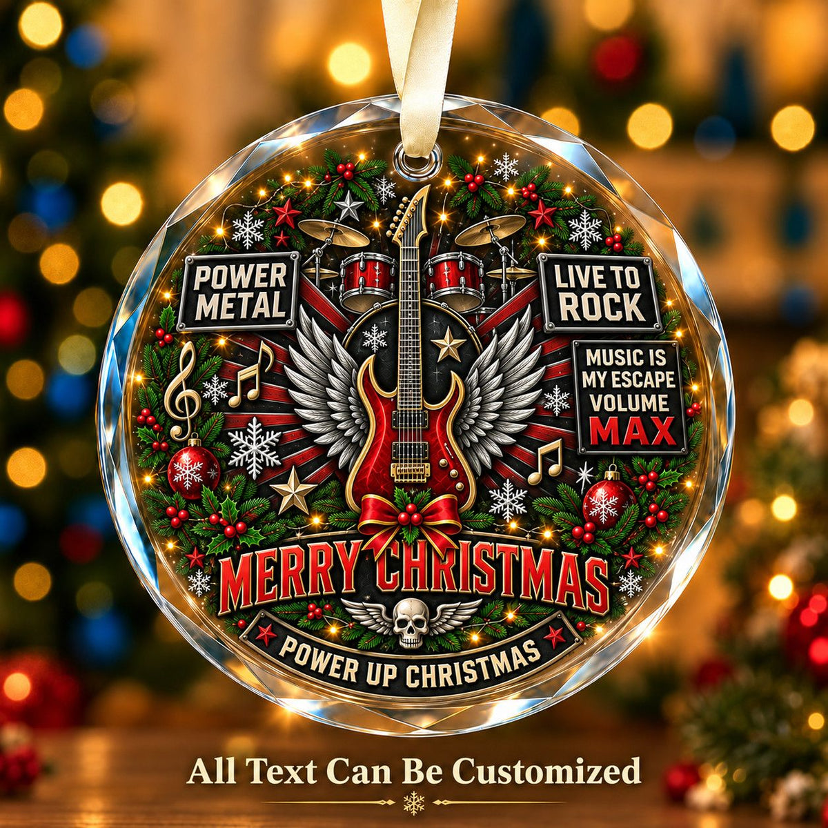 Power Metal Personalized Glass Ornament | 5To9Vibe