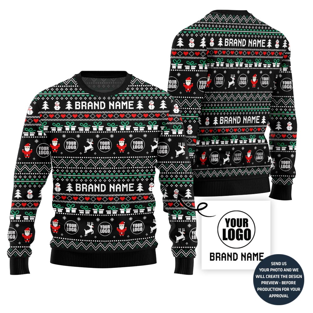 Powerful Custom Company Logo Ugly Christmas Sweater