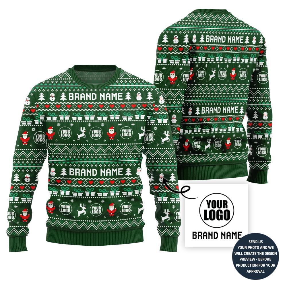 Powerful Custom Company Logo Ugly Christmas Sweater
