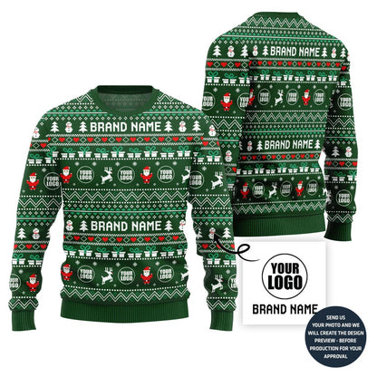 Powerful Custom Company Logo Ugly Christmas Sweater