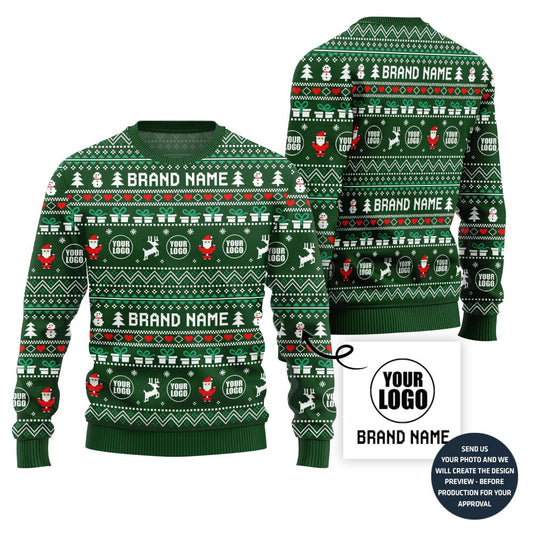 Powerful Custom Company Logo Ugly Christmas Sweater