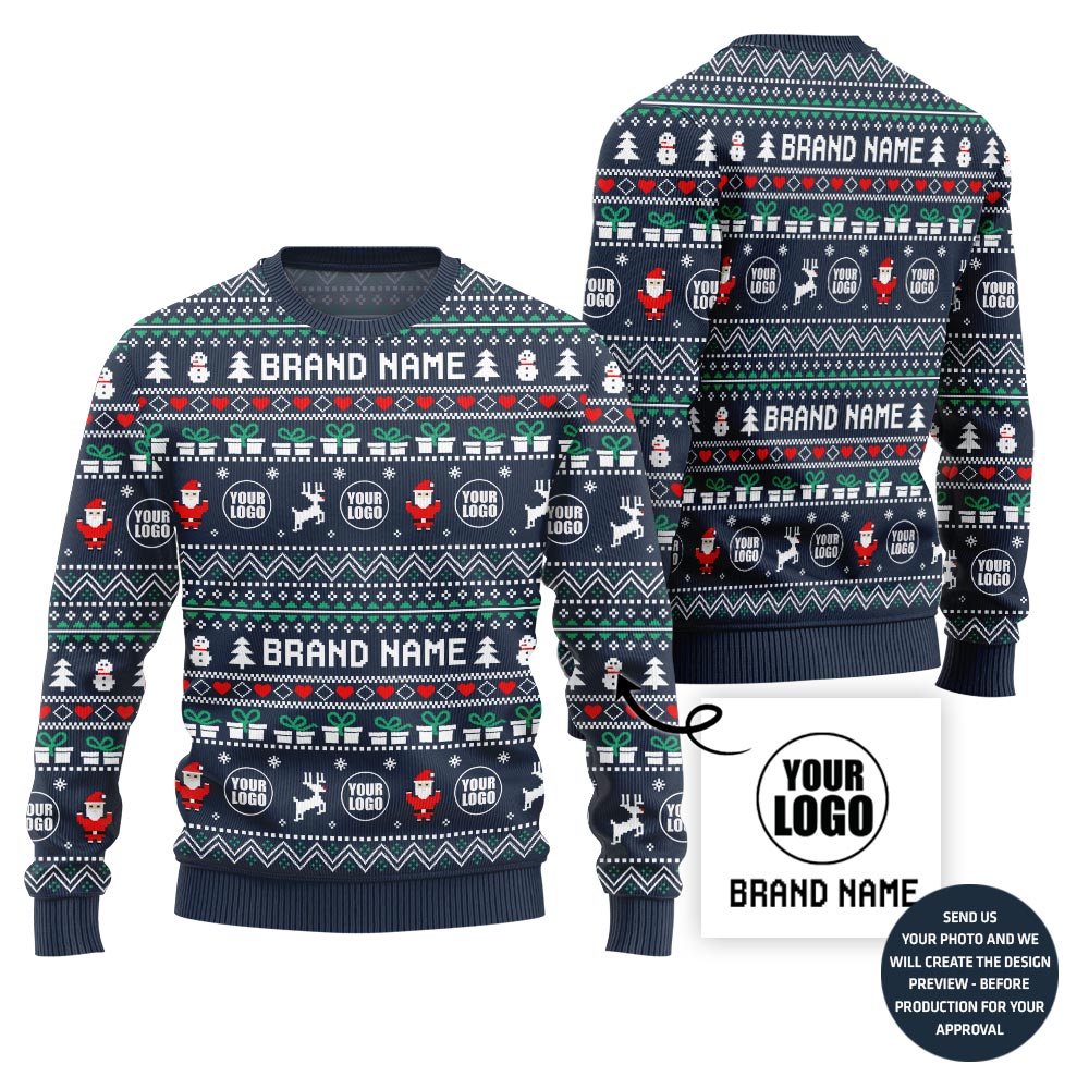 Powerful Custom Company Logo Ugly Christmas Sweater
