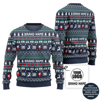 Powerful Custom Company Logo Ugly Christmas Sweater