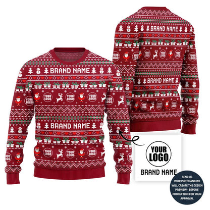 Powerful Custom Company Logo Ugly Christmas Sweater
