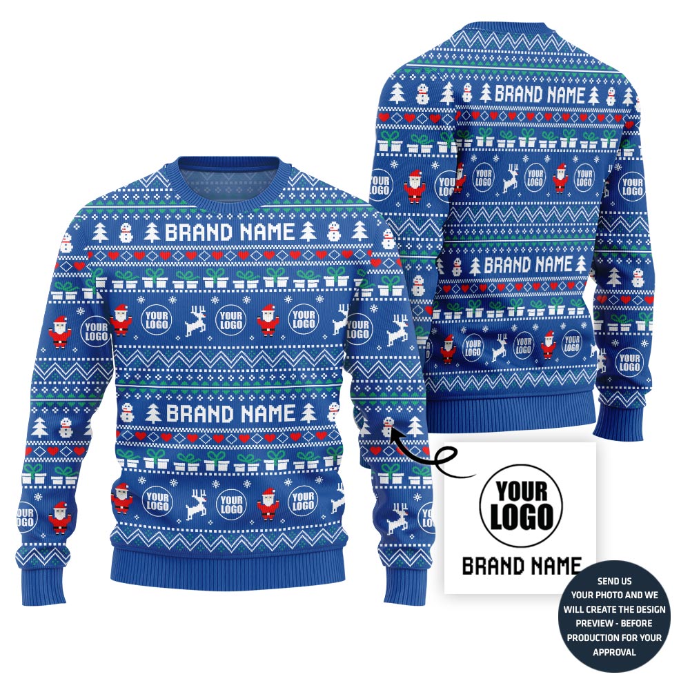 Powerful Custom Company Logo Ugly Christmas Sweater