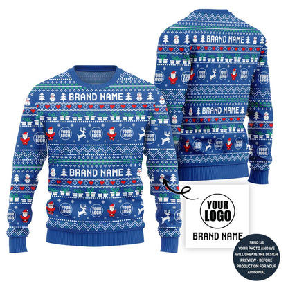 Powerful Custom Company Logo Ugly Christmas Sweater