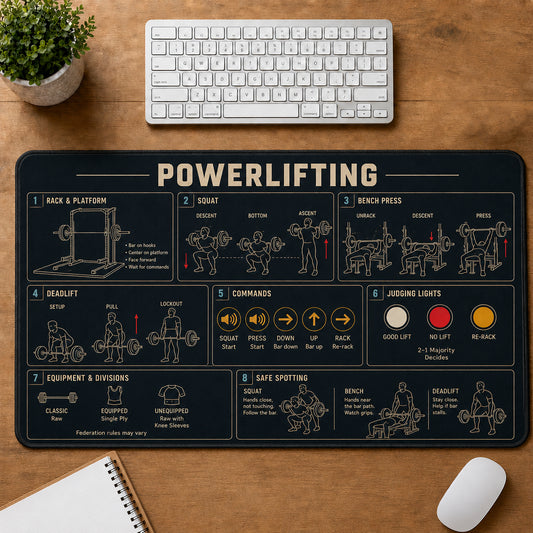 Powerlifting Sports Visual Guide Desk Mat | 5To9Vibe