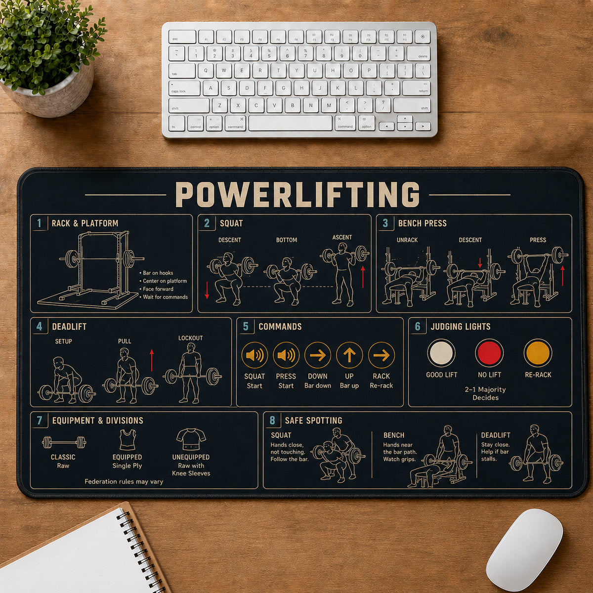 Powerlifting Sports Visual Guide Desk Mat | 5To9Vibe