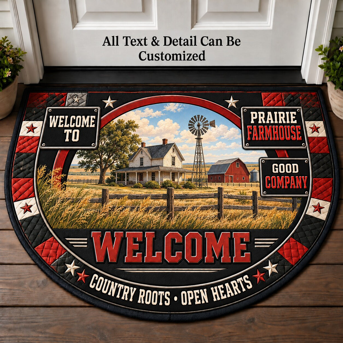 Prairie Farmhouse Personalized Half Round Mat | 5To9Vibe