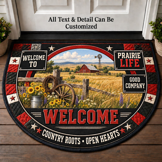 Prairie Life Personalized Half Round Mat | 5To9Vibe