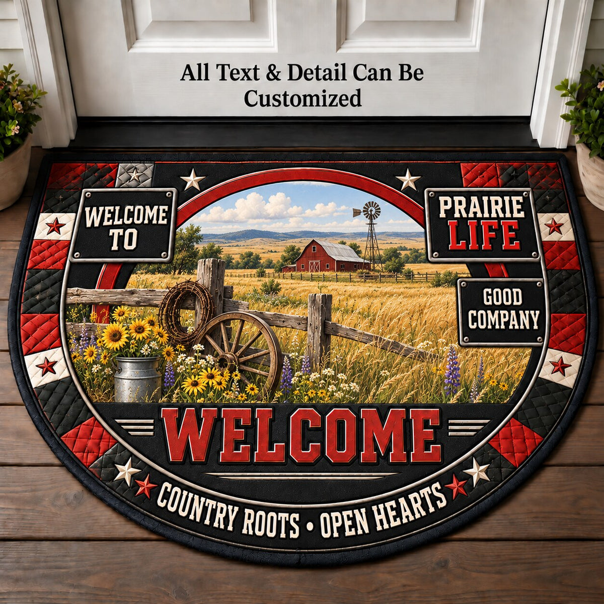 Prairie Life Personalized Half Round Mat | 5To9Vibe