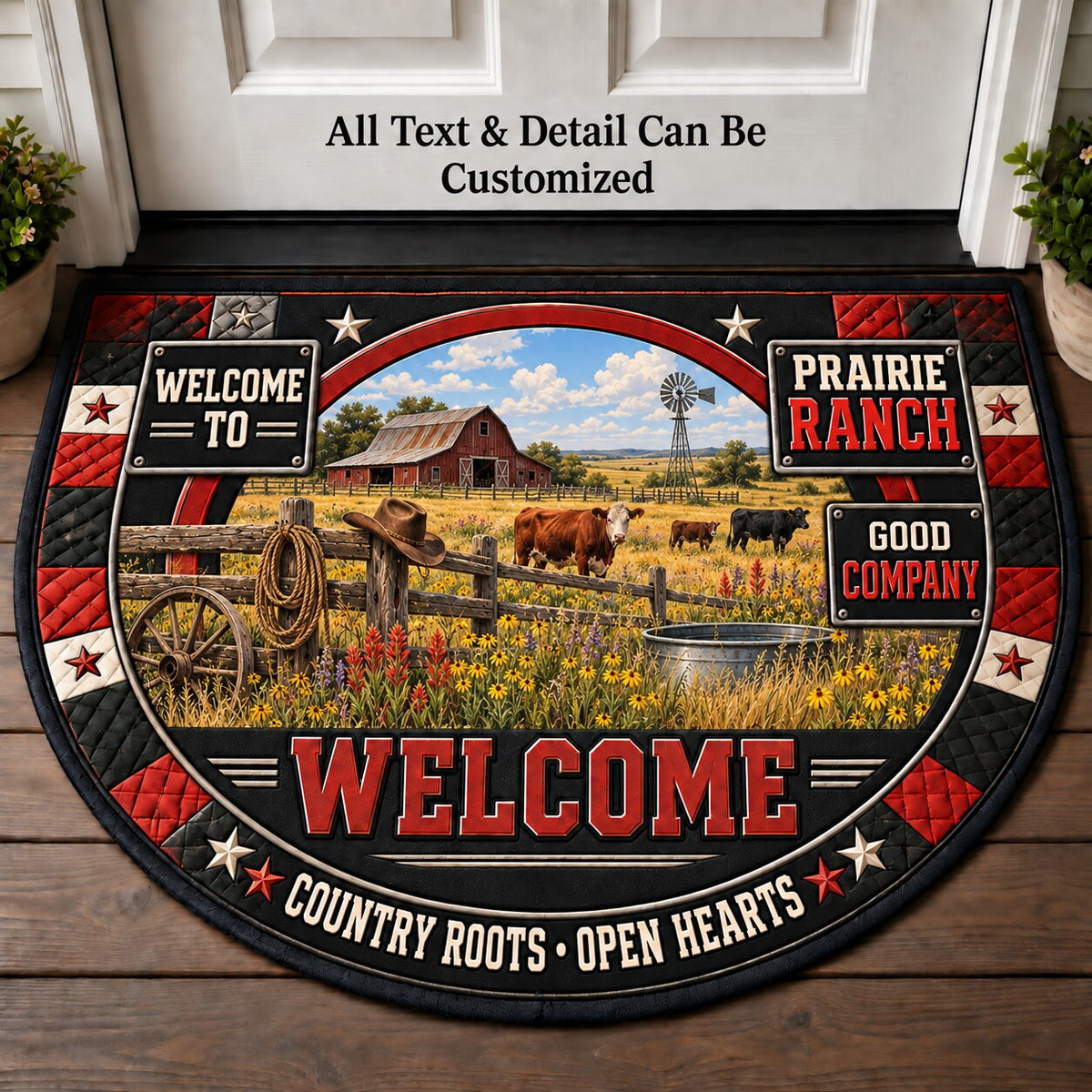 Prairie Ranch Personalized Half Round Mat | 5To9Vibe