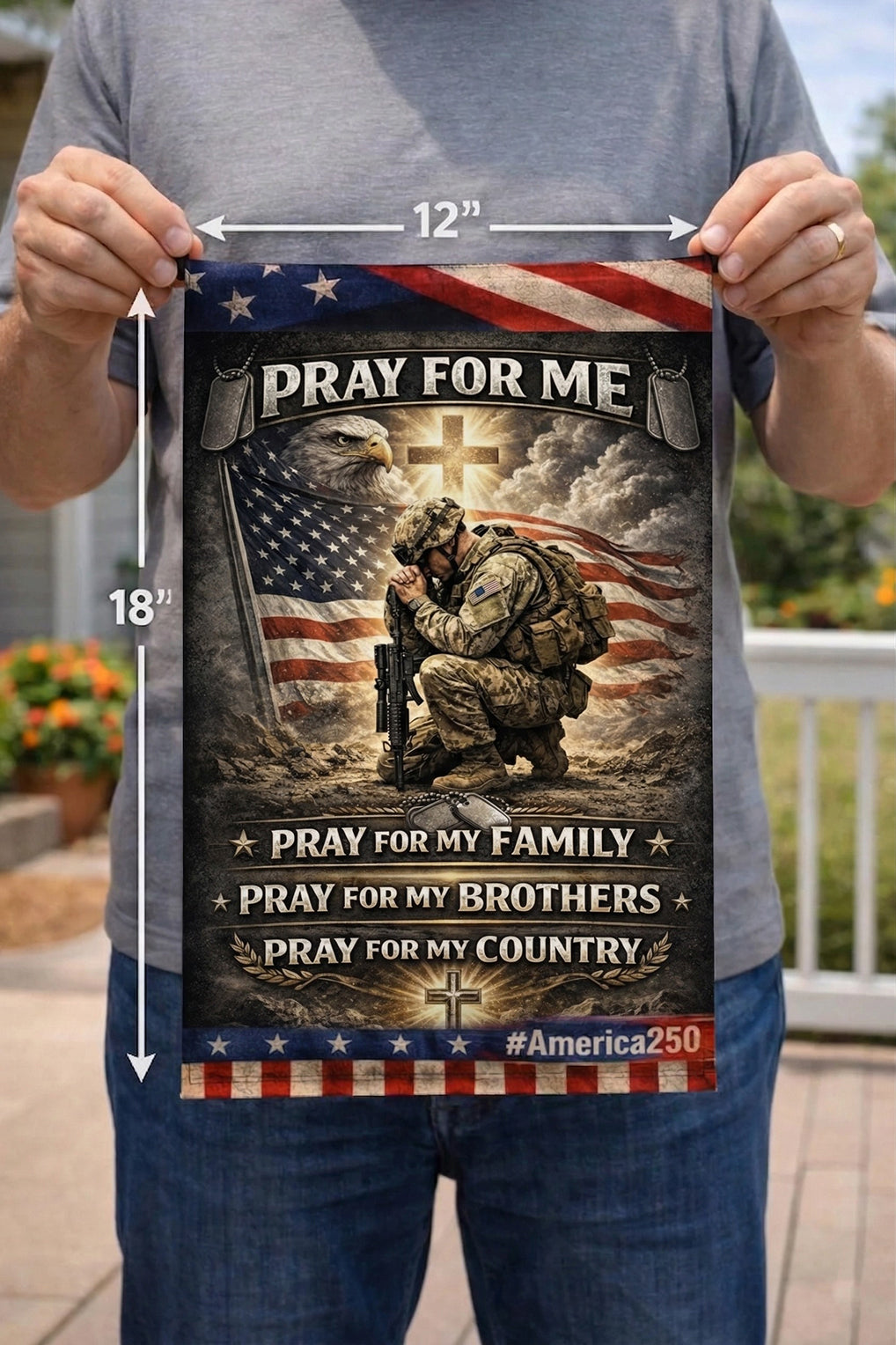 Veteran Pray For Me Pray For My Family Pray For My Brothers Pray For My Country Veteran Garden Flag, Christian Military Prayer Decor, Patriotic Soldier Gift