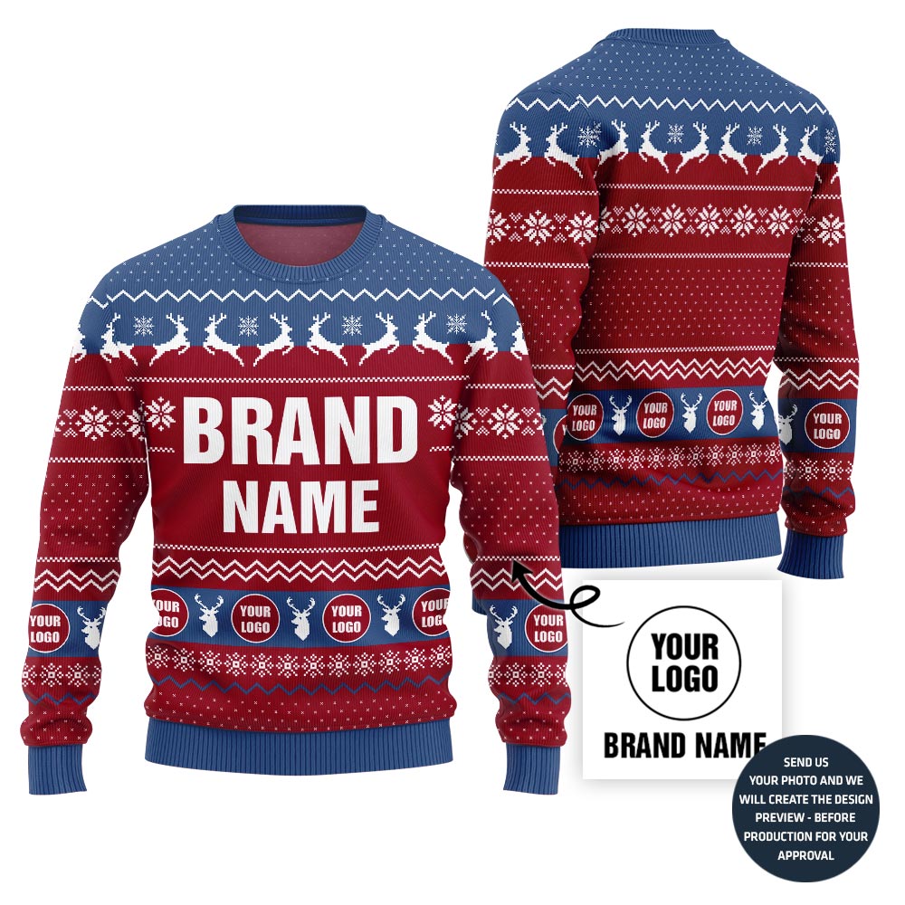 Premium Custom Brand Name And Logo Holiday Sweater