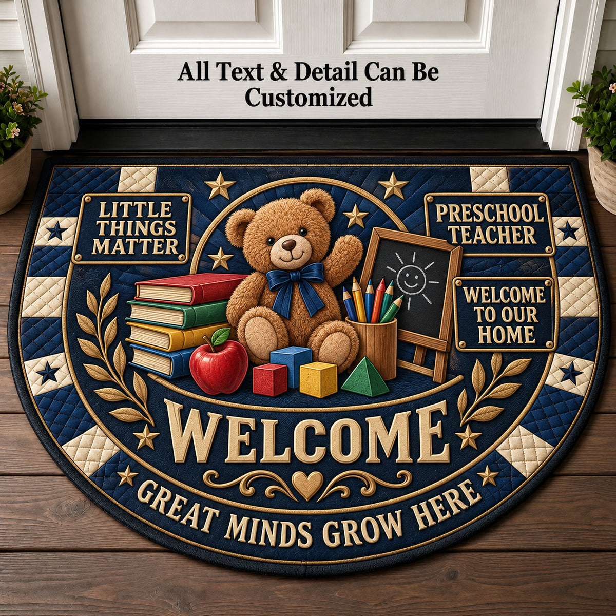 Preschool Teacher Personalized Half Round Mat | 5To9Vibe