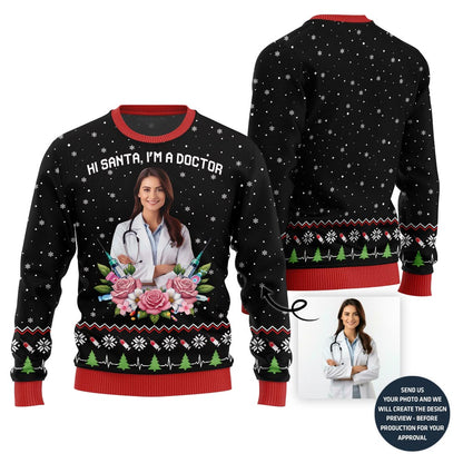 Pretty Custom Doctor Face Ugly Christmas Jumper For Women