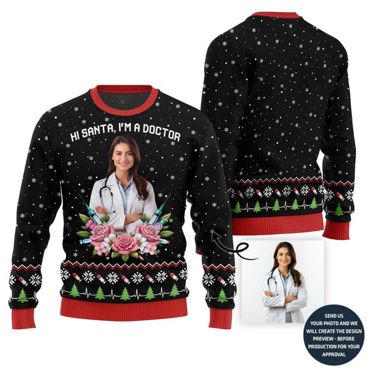 Pretty Custom Doctor Face Ugly Christmas Jumper For Women