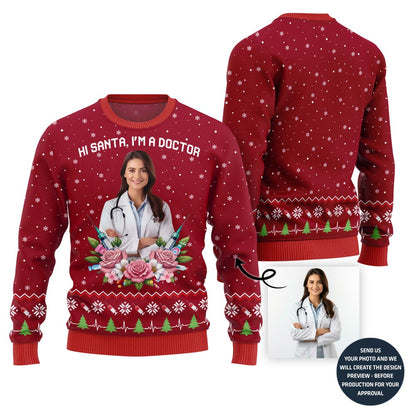 Pretty Custom Doctor Face Ugly Christmas Jumper For Women