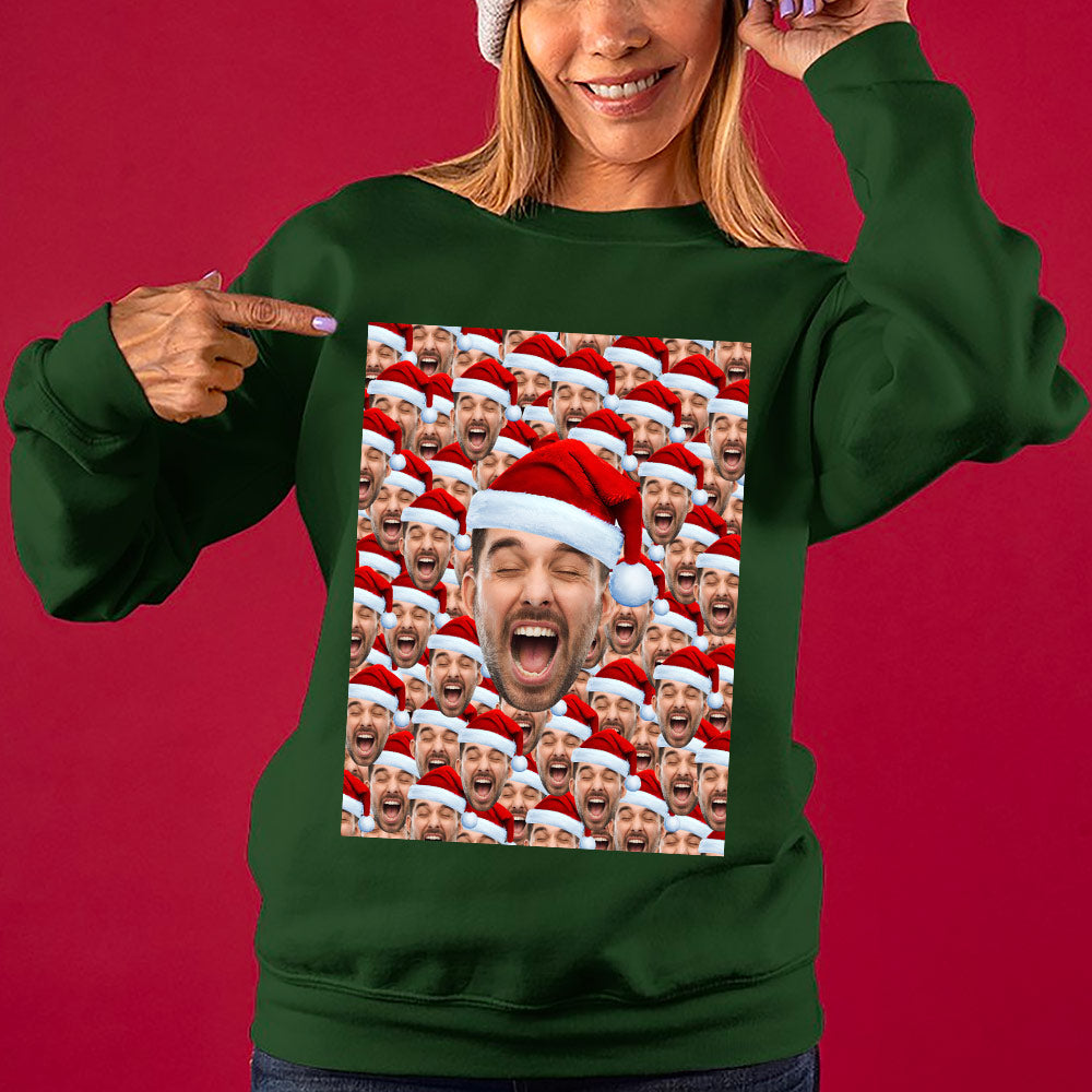 Pretty Custom Multiple Faces Christmas Sweater For Women