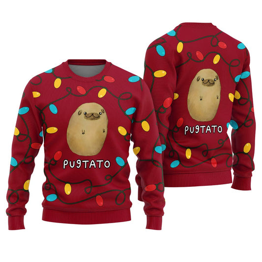 Pretty Pugtato Pug Ugly Christmas Sweater Adults For Women