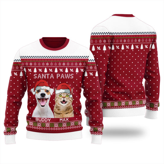 Pretty Santa Paws Custom Pet Christmas Sweater
