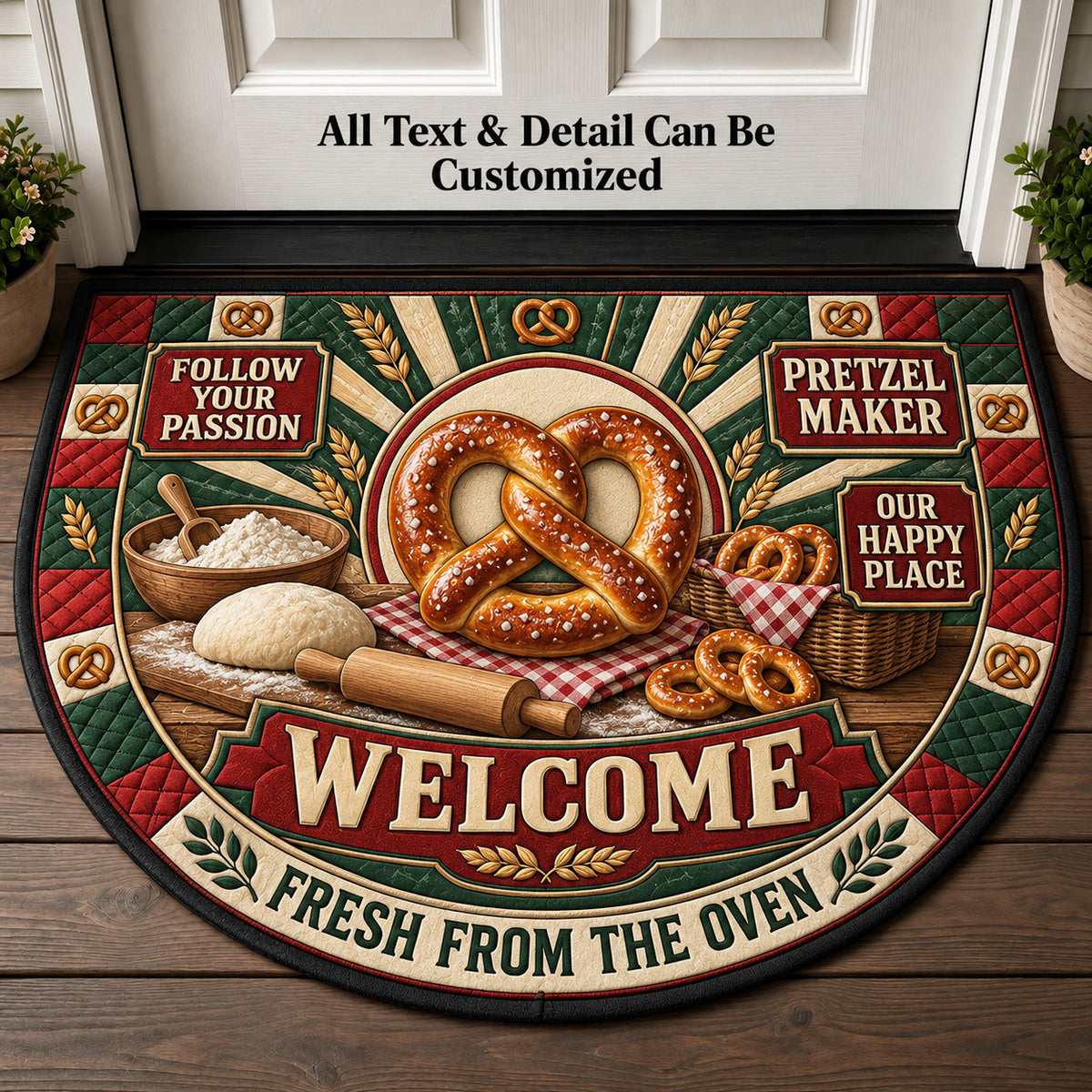 Pretzel Maker Personalized Half Round Mat | 5To9Vibe