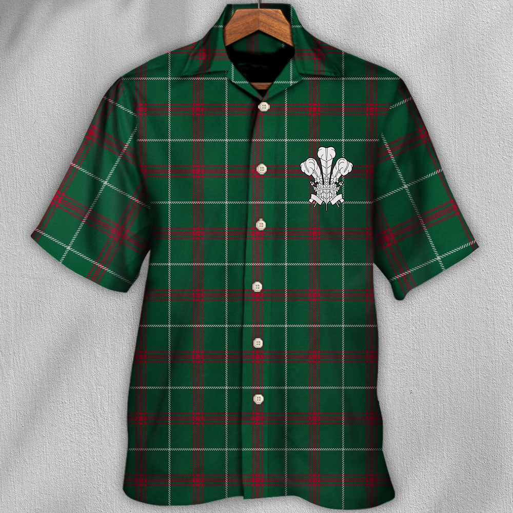 Tartan Prince Of Wales Green Color - Unisex Hawaiian Shirt For Men and Women