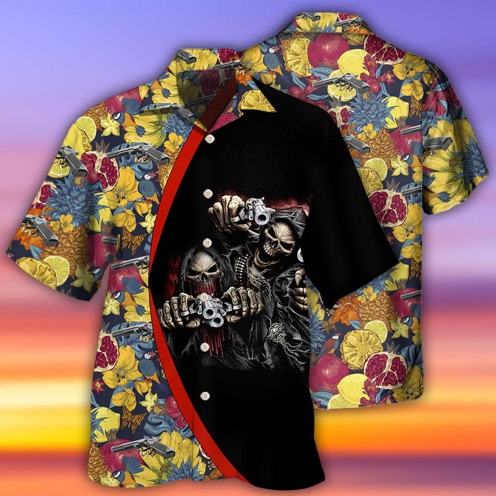 Gun Skull Hand Tropical Gun In Death - Hawaiian Shirt 