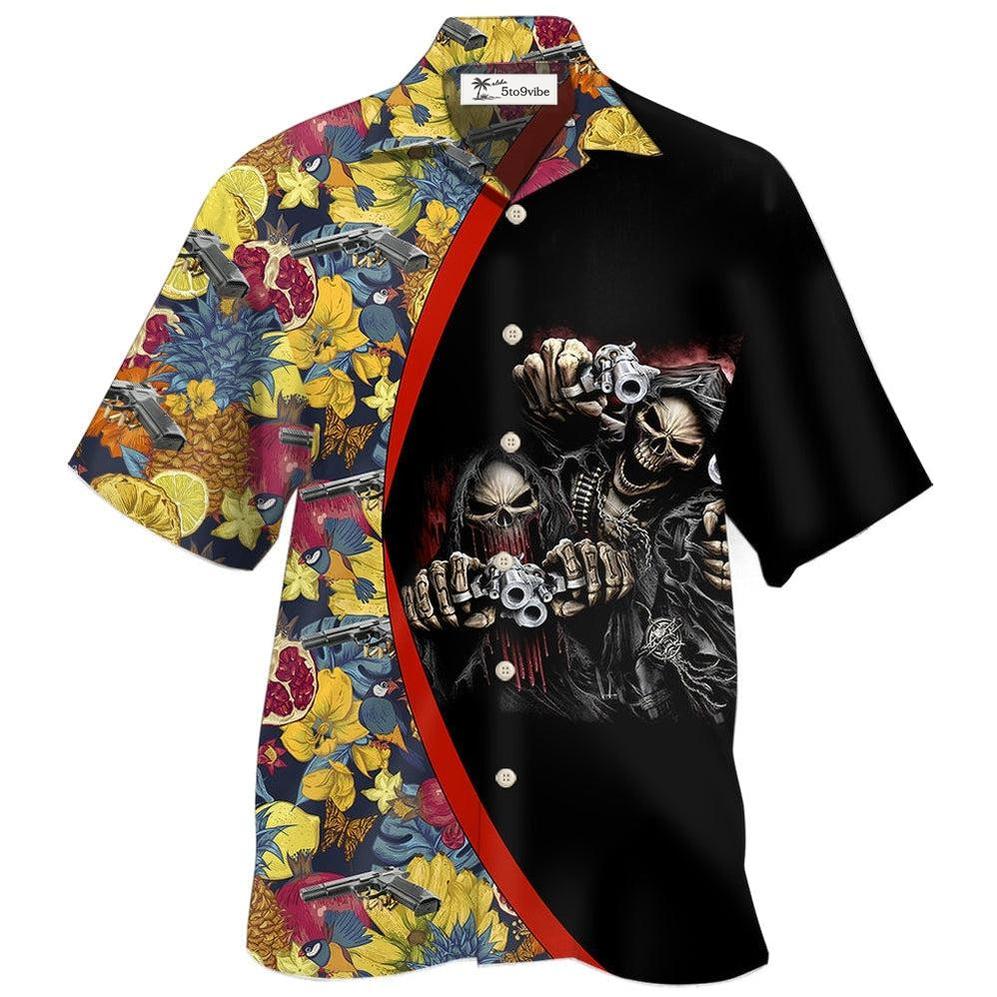 Hawaiian Shirt / Adults / S Gun Skull Hand Tropical Gun In Death - Hawaiian Shirt 