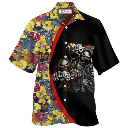 Hawaiian Shirt / Adults / S Gun Skull Hand Tropical Gun In Death - Hawaiian Shirt 