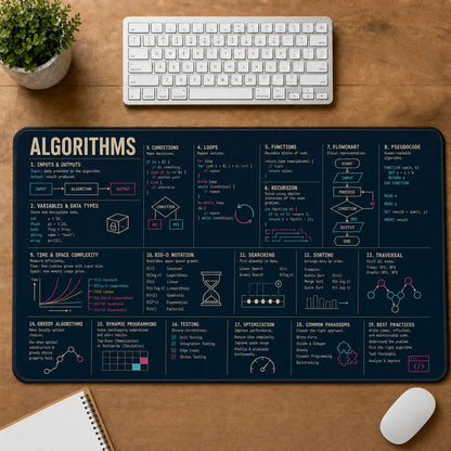 Programming Algorithms Digital Technology Reference Guide Desk Mat | 5To9Vibe