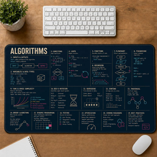 Programming Algorithms Digital Technology Reference Guide Desk Mat | 5To9Vibe