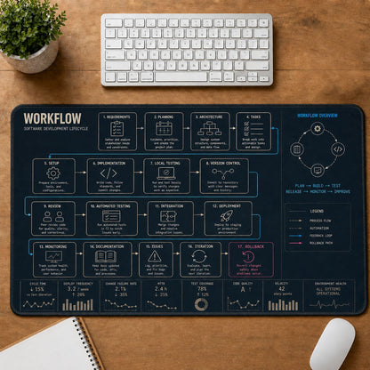Programming Workflow Digital Technology Reference Guide Desk Mat | 5To9Vibe