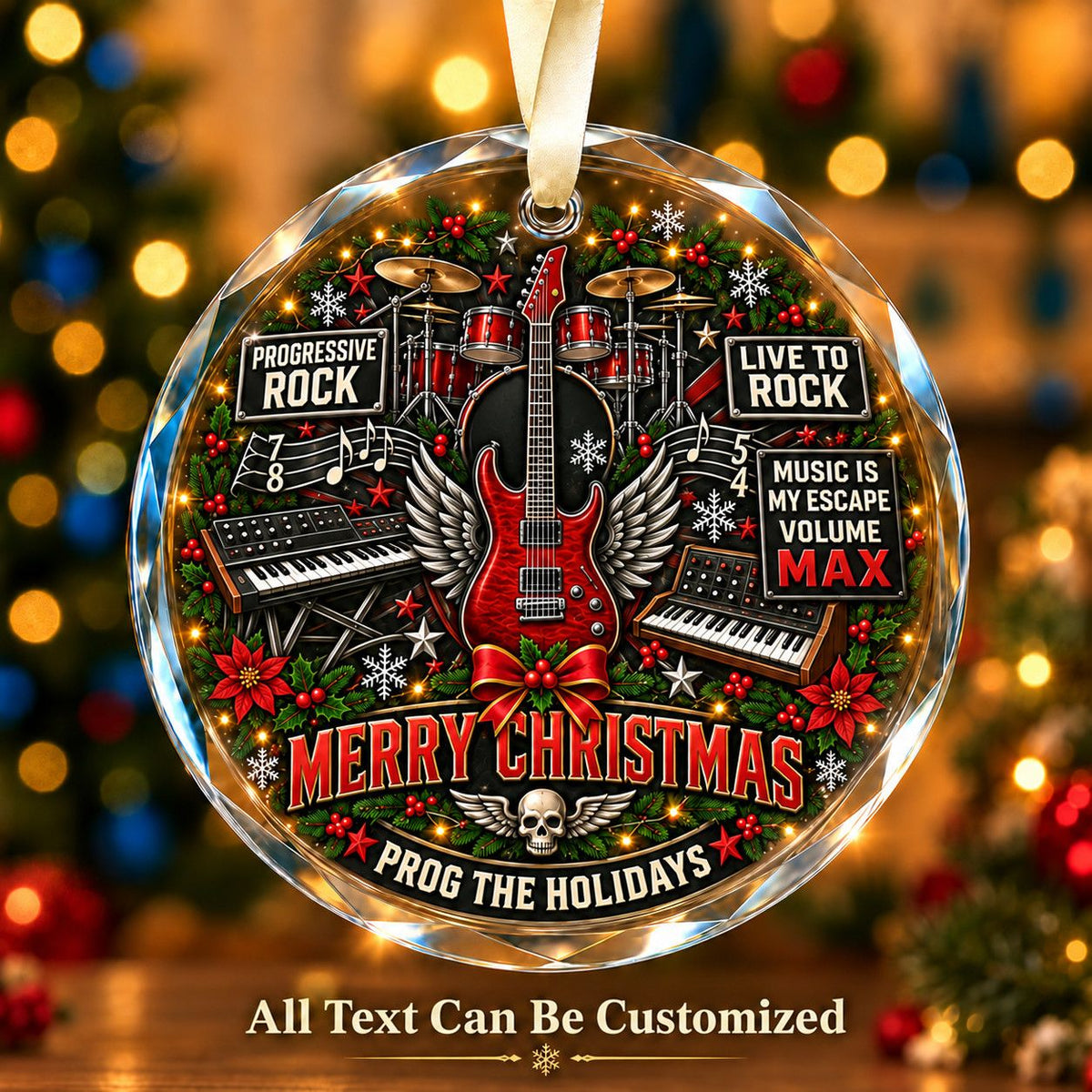 Progressive Rock Personalized Glass Ornament | 5To9Vibe