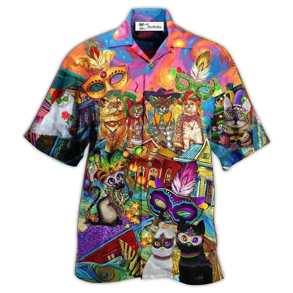 Hawaiian Shirt / Adults / S Cat Prom Lets Go Down Street Celebrate The Mardi Gras Festival - Hawaiian Shirt 