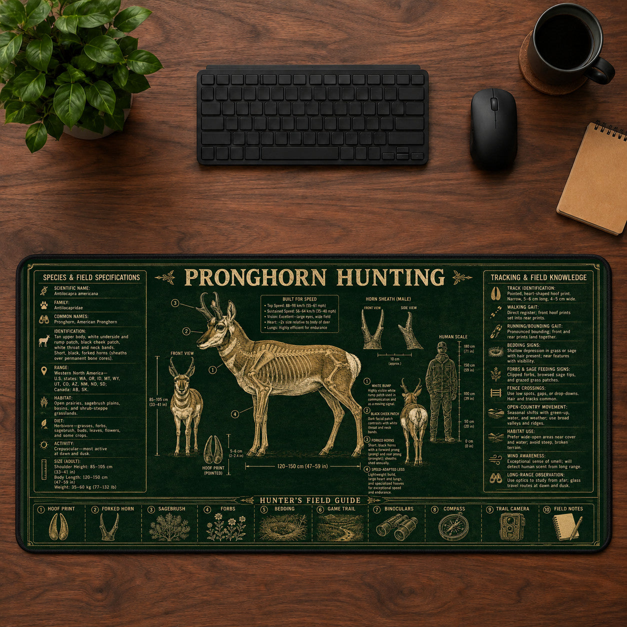 Pronghorn Hunting Desk Mat Mouse Pad | 5To9Vibe
